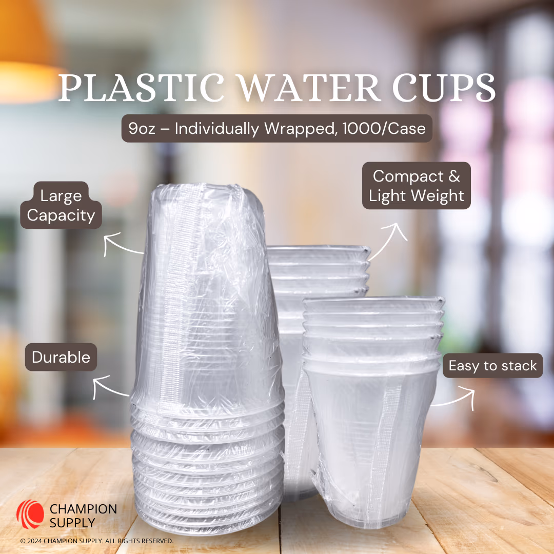 9oz Plastic Cup, Individually Wrapped, Case of 1000